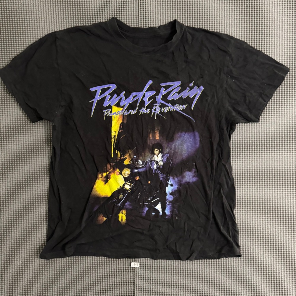 Prince Purple Rain Graphic T-Shirt Black Women's Large Movie Poster Tee